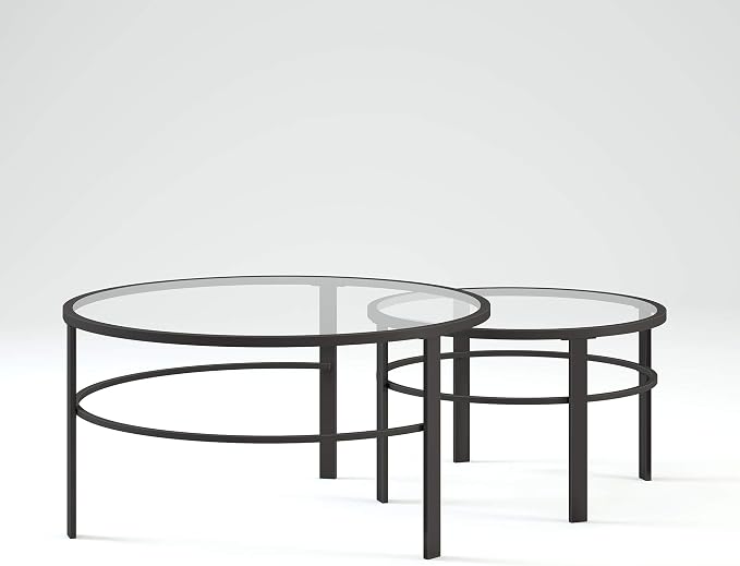 Henn&Hart Round Nested Coffee Table in Blackened Bronze, Coffee Table coffee