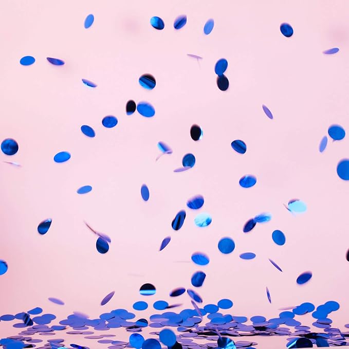 TecUnite Sapphire Blue Foil Confetti Round Tissue Paper Table Confetti Dots for Wedding Birthday Party Decoration Arts Craft DIY Scrapbooking, 1.76 oz (1.5 cm)