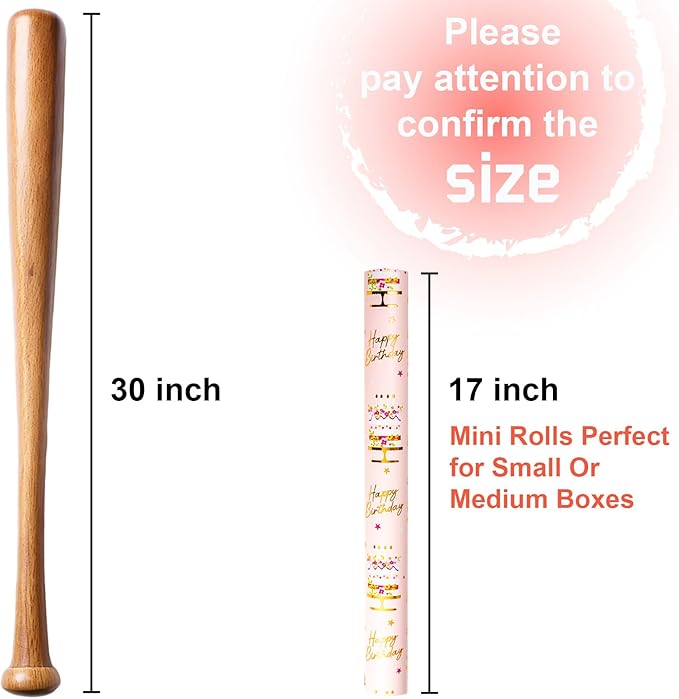MAYPLUSS Birthday Cake Wrapping Paper Roll - 17 Inch X 33 Ft - Celebration Cake Design Paper Fun Candle Print w/Gold Shine Birthday Party Theme Gift Wrap Pastel for Wedding, Bridal Shower & Holiday