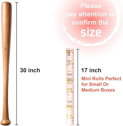 MAYPLUSS Birthday Cake Wrapping Paper Roll - 17 Inch X 33 Ft - Celebration Cake Design Paper Fun Candle Print w/Gold Shine Birthday Party Theme Gift Wrap Pastel for Wedding, Bridal Shower & Holiday