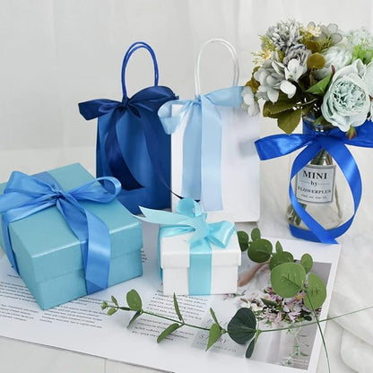 TONIFUL 1 Inch Blue Satin Ribbon Rolls, 5 Rolls 125 Yards Mixed Blue Color Ribbon Set for Gift Wrapping Embellish Wedding Birthday Baby Shower Bow Making Floral Craft Sewing Party Decor（25 Yd/Roll）