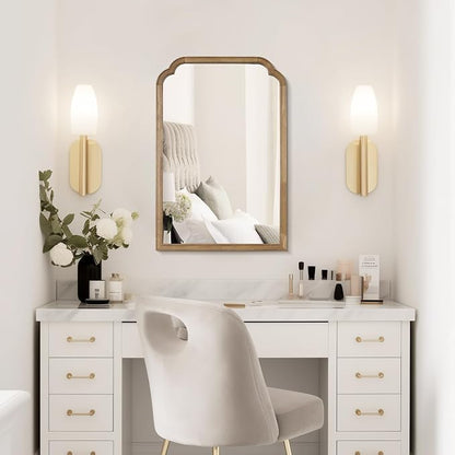 WallBeyond Wood Bathroom Mirrors for Wall Mounted, 24" x 36" Rustic Wood Frame Wall Mirrors Decorative for Living Room or Bedroom Vanity Mirror, Honey-Colored
