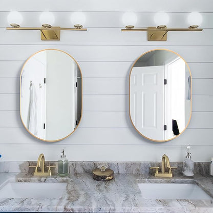 Oval Bathroom Mirror Capsule Wall Vanity Mirror, 2 Pieces 20"x30" Pill Mirrors Wall Mounted Mirror, Large Modern Mirror with Gold Metal Frame, Decor for Entryway, Bedroom, Living Room