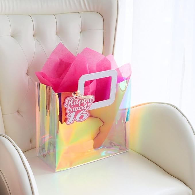 11'' Medium Sweet 16 Birthday Gift Bag with Tissue Paper and Gift Tag for Girls 16th Birthday