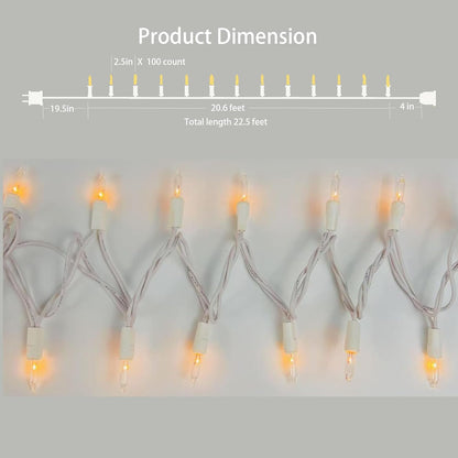 Christmas Lights 100 Counts, Indoor Outdoor,White Wire Connectable of Lighting String Warm White,Decorations for Holiday, Party,Festival,Christmas String Lights (White-Clear)