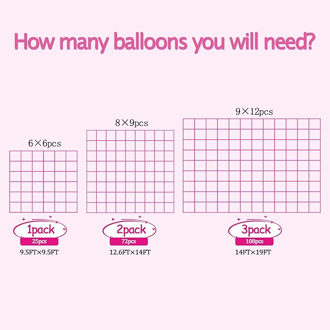 36pcs Hot Pink Square Foil Balloons Wall Backdrop, Double Sided Magenta Mylar Balloons Tunnel for Anniversary Bachelorette Wedding Proposal Birthday Valentines Day Pink Party Decorations