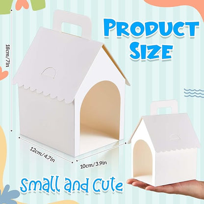 ShinyRelief 16 Pcs Dog Party Favors Boxes Dog House Shaped Treat Gift Boxes with Holes Foldable with Handle for Adopt a Puppy Party Favors Kid DIY Crafting Birthday (House Style)