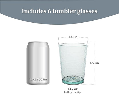 KLIFA- NICE- 14.7 ounce, Set of 6, Acrylic Tumbler Drinking Glasses, BPA-Free, Stackable Plastic Drinkware, Dishwasher Safe Cups, Light Teal