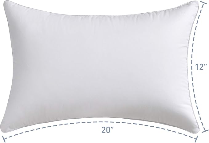 Oubonun 12 x 20 Lumbar Pillow (Set of 2) - 100% Cotton Cover - Rectangle Square Sofa Pillow Inserts - Decorative Pillow Pair - White Couch Pillow