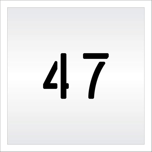 Pavement, Curb, and WheelStop Stencils - 4 inch Double Number Stencil - (47) - 4" x 5.5" x 1/16" (63 mil) - Light-Duty