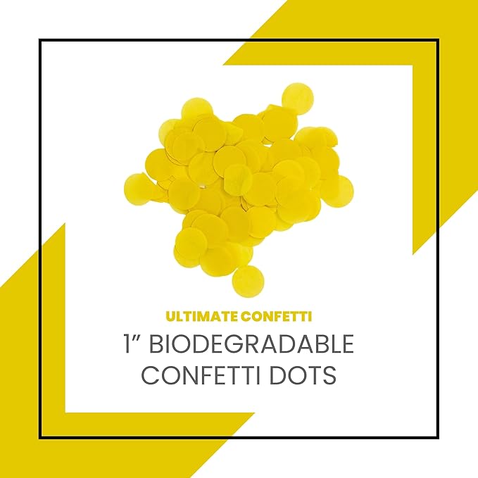 Ultimate Confetti, Yellow Biodegradable Confetti Circles - Flame-Resistant and Slow-Falling Round Tissue Paper Confetti for Cannon and Launcher use – Best for Celebrations - 1 lb, 16 oz