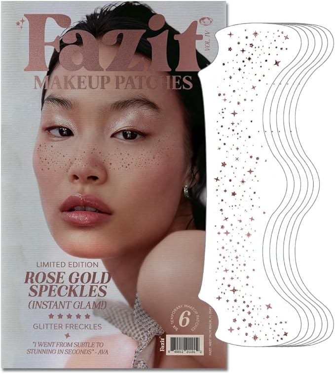 Fazit Makeup Patches - Rose Gold Speckles - Glow Up Make-Up Patches - Cute Glitter Makeup Accessories for Women - Cosmetic Glitter for Face