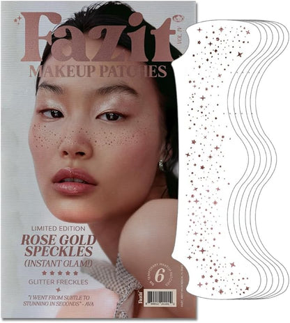 Fazit Makeup Patches - Rose Gold Speckles - Glow Up Make-Up Patches - Cute Glitter Makeup Accessories for Women - Cosmetic Glitter for Face