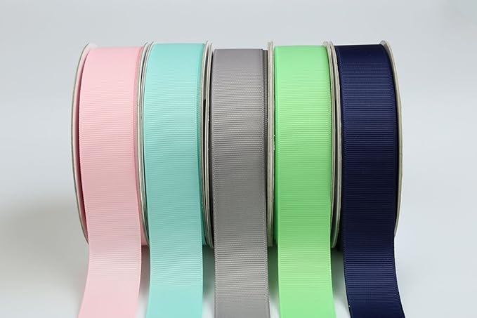 Ribbonitlux 1" Wide Solid Grosgrain Ribbon 25 Yards (012-Silver）, Set for Gift Wrapping, Party Decor, Sewing Applications, Wedding and Craft