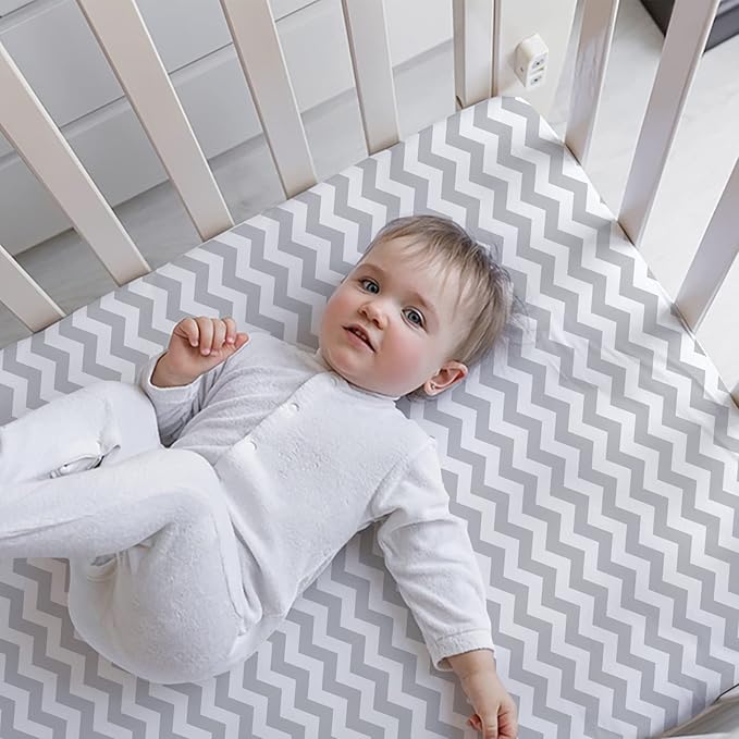 Gllquen Baby Bassinet Sheets 4 Pack, Breathable Cozy Fitted Mattress Sheet, Elastic Travel Crib Fashionable Pattern, Standard Cradle Safe Sheets for Baby Boys Girls 32"x16"(Rainbow)
