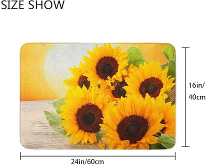 Britimes Bath Mat for Bathroom, Yellow Sunflower Washable Cover Floor Rug Carpets Floor Mat Bathroom Decorations 16x24 Inches for Kitchen Bedroom Indoor