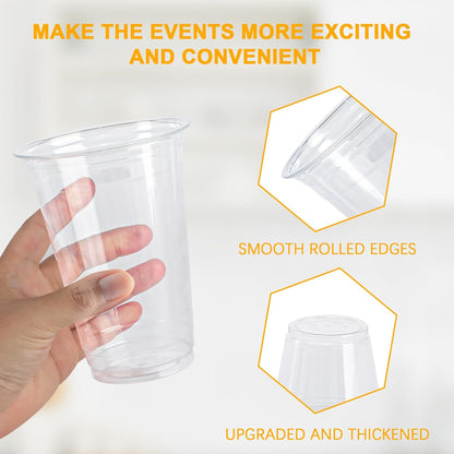 12 oz Clear Plastic Cups, 300 Count Disposable Coffee Cups No Lids, 12 Ounce Cold Plastic Party Cup Bulk, PET Clear Cup for Iced Coffee, Smoothie, Cold Beverage