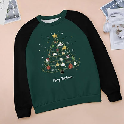 LOAIHA Christmas Sweatshirts for Women Christmas Tree Graphic Shirt Xmas Long Sleeve Merry Christmas Pullover Blouse