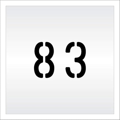 Pavement, Curb, and WheelStop Stencils - 4 inch Double Number Stencil - (83) - 4" x 5.5" x 1/8" (128 mil) - Pro-Grade