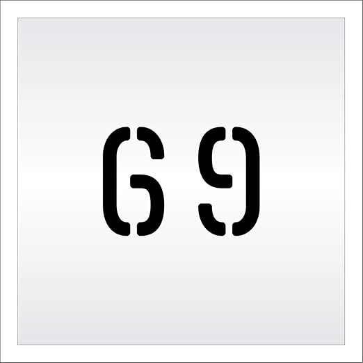 Pavement, Curb, and WheelStop Stencils - 4 inch Double Number Stencil - (69) - 4" x 5.5" x 1/16" (63 mil) - Light-Duty