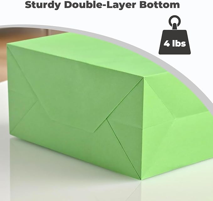 Brothersbox 32Pcs Small Paper Gift Bags with Handles 6.3"x3.15"x8.7", 8 Colors Rainbow Kraft Paper Goodie Bags Bulk, Party Favor Bag for Kids Birthday, Celebrations, Retail, Crafts, Wedding
