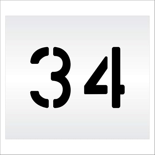 Pavement, Curb, and WheelStop Stencils - 6 inch Double Number Stencil - (34) - 6" x 9" x 1/8" (128 mil) - Pro-Grade