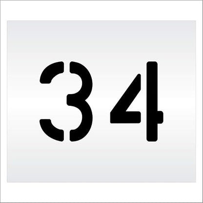 Pavement, Curb, and WheelStop Stencils - 6 inch Double Number Stencil - (34) - 6" x 9" x 1/8" (128 mil) - Pro-Grade