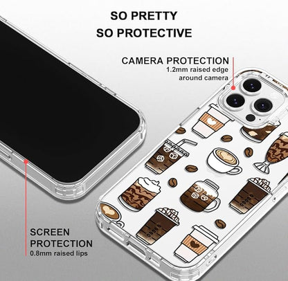 MOSNOVO Case for iPhone 13 Pro Max, [Buffertech 6.6ft Military-Grade Drop Protection] [Anti Peel Off Tech] Clear TPU Bumper Phone Case Cover Design - Coffee