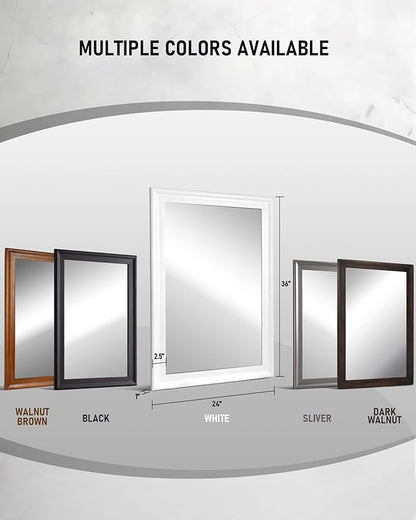 CULER Black Wall Mirror for Bathroom,Rectangle Rustic 24 x 36 inch Hanging VanityMirrors with Wood Grain Pattern for Living Room,Bedroom,Entryway