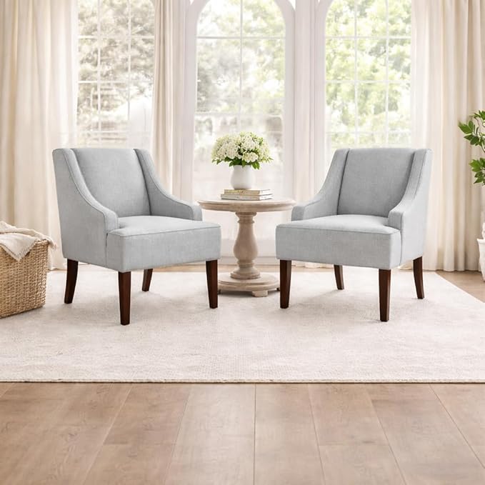 HomePop Swoop Arm Living-Room-Chairs, Soft Dove Gray
