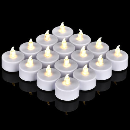 Flameless Tea Lights Candles 50/100/150 Packs LED Battery Operated Electric Votive Fake Candles Realistic Flickering and 200+ Hours Long Lasting Bright for Celebrations Festivals (50 Packs, White)