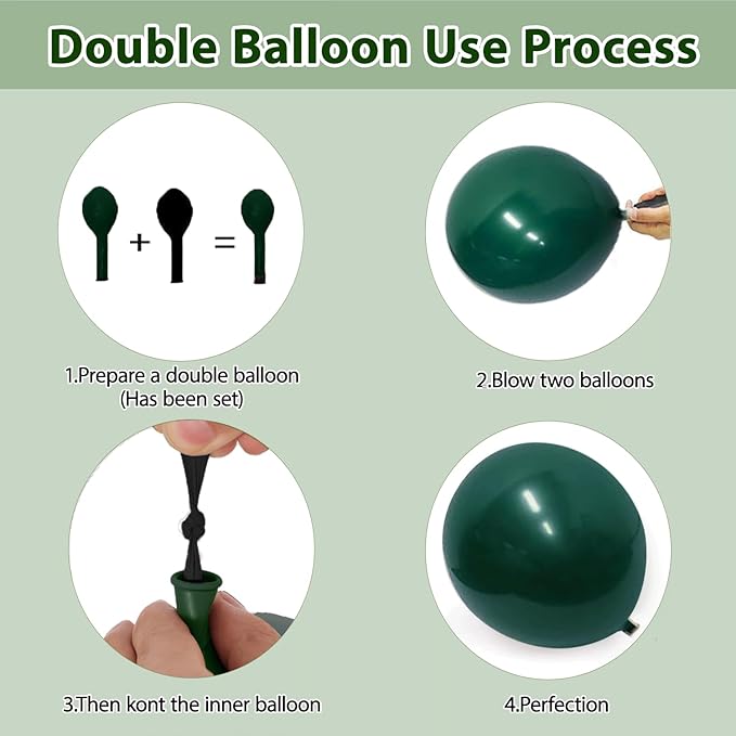 Emerald Green White Gold Balloons Arch Kit,Double Stuffed Dark Green Sage Dusty Olive Green Sand White Beige Chrome Gold Confetti Balloon for Birthday Graduation Wedding jungle Safari Party Decoration