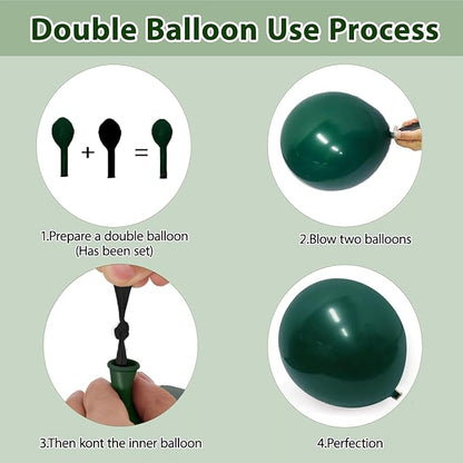Emerald Green White Gold Balloons Arch Kit,Double Stuffed Dark Green Sage Dusty Olive Green Sand White Beige Chrome Gold Confetti Balloon for Birthday Graduation Wedding jungle Safari Party Decoration