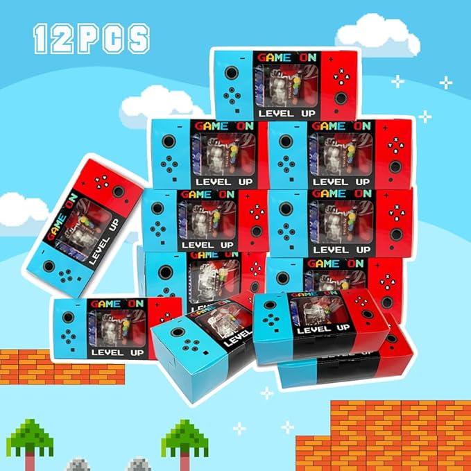Shescrzionu Video Game Party Favors Boxes 12 PCS-Perfect Party Favor Boxes with Window,Game On Birthday Decorations Video Game Birthday Decorations,Game Bags Aa03