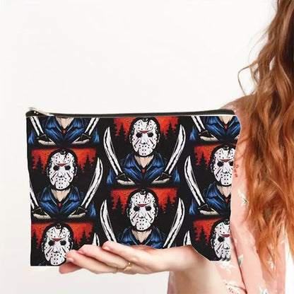 Horror Themed Makeup Bag with Zipper, Multi-Functional Portable Toiletry Bag for Travel, Vacation, Business, Fitness, Camping & Outdoor Use, Unisex Adult Gift, Playful Accessory (F0170)