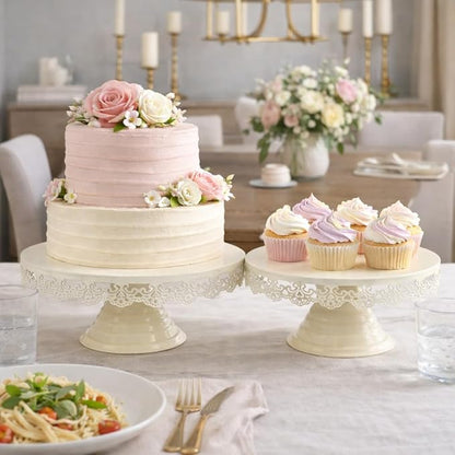 Premium Metal Cake Stand Elegant Centerpiece for Cakes, Cupcakes, and Desserts Display Stand for Weddings, Parties, and Special Occasions Pedestal (Set of 2)