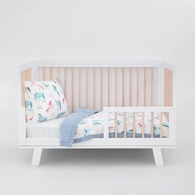 Little Unicorn Toddler Bedding 3-Piece Set | Super Soft & Breathable Muslin Fabric | for Convertible Cribs & Toddler Beds (Unicorns)