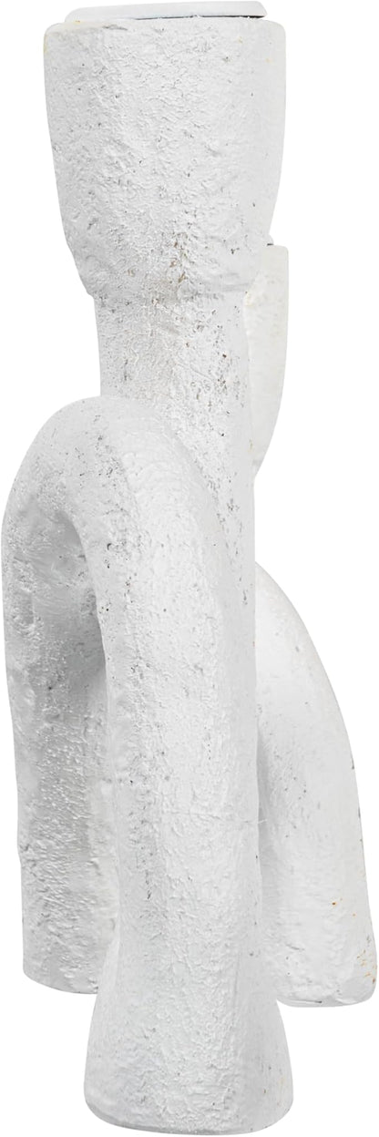 Modern Sculptural Double Taper Candle Holder, White