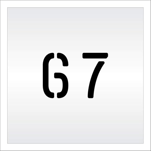 Pavement, Curb, and WheelStop Stencils - 4 inch Double Number Stencil - (67) - 4" x 5.5" x 1/8" (128 mil) - Pro-Grade