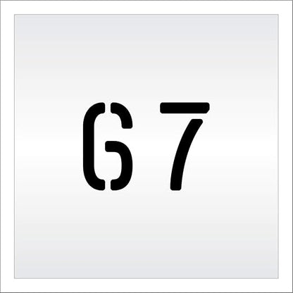 Pavement, Curb, and WheelStop Stencils - 4 inch Double Number Stencil - (67) - 4" x 5.5" x 1/8" (128 mil) - Pro-Grade