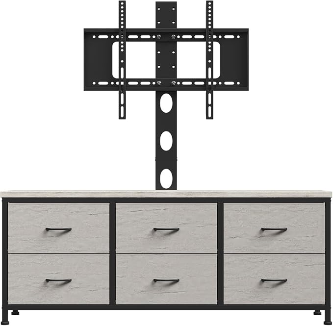TV Stand with Mount, Fabric Dresser with 6 Drawers