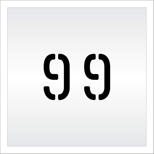 Pavement, Curb, and WheelStop Stencils - 4 inch Double Number Stencil - (99) - 4" x 5.5" x 1/8" (128 mil) - Pro-Grade