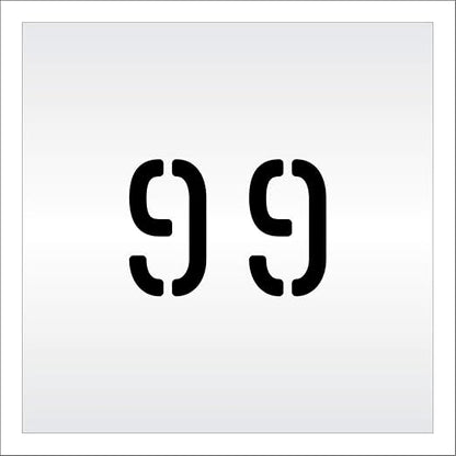 Pavement, Curb, and WheelStop Stencils - 4 inch Double Number Stencil - (99) - 4" x 5.5" x 1/8" (128 mil) - Pro-Grade