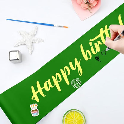 MDOZQ 12 Pcs Blank Satin Sash Party Favors Green Sash Plain Sash Pageant Sash Satin Sash Sash to Decorate Sashes for Birthday, Wedding, Graduation, DIY, Beauty Pageant, Hen Party, Homecoming