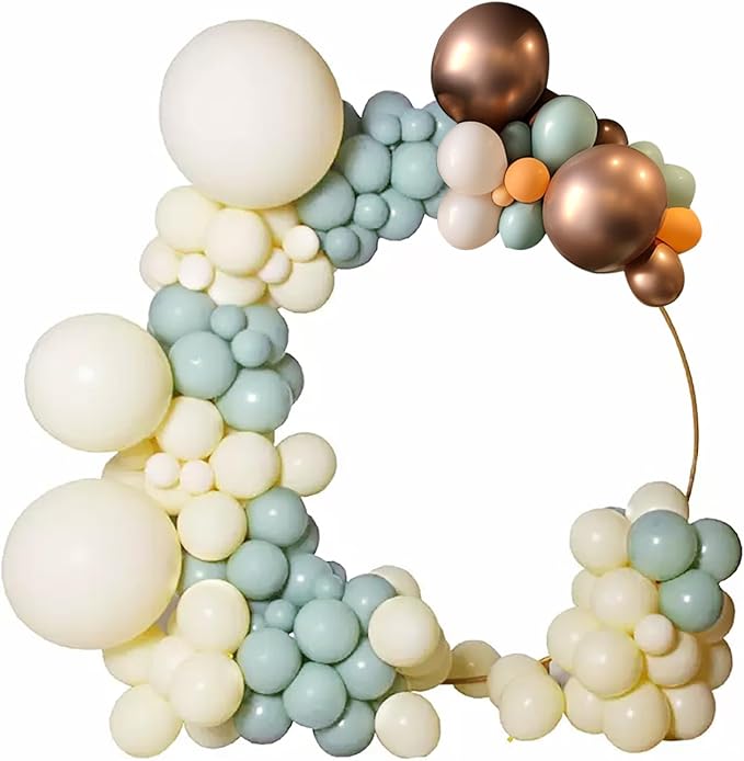 137Pcs Retro Smoke Green Balloon Garland Arch Suit,Jungle Safari Woodland Forest Wild One Camper Balloon Arch, Olive Green Gold Coffee Cocoa Balloons，Wedding Party Birthday Baby Shower Decoration.