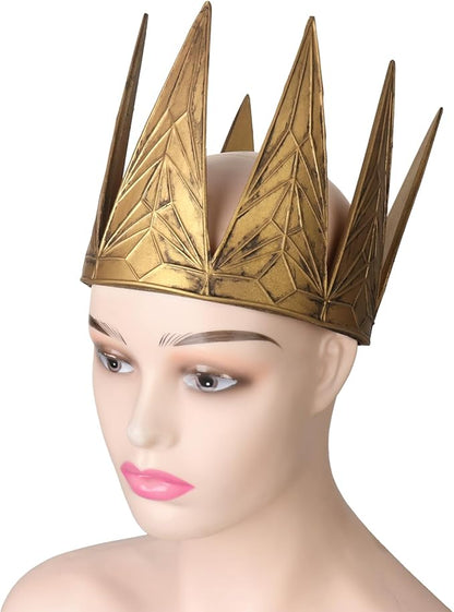 Medieval evil Queen Crown Costume Props，Golden Pu Foam Tiara for Women,Halloween Christmas Carnival Masquerade Ball Cosplay Headgear Props