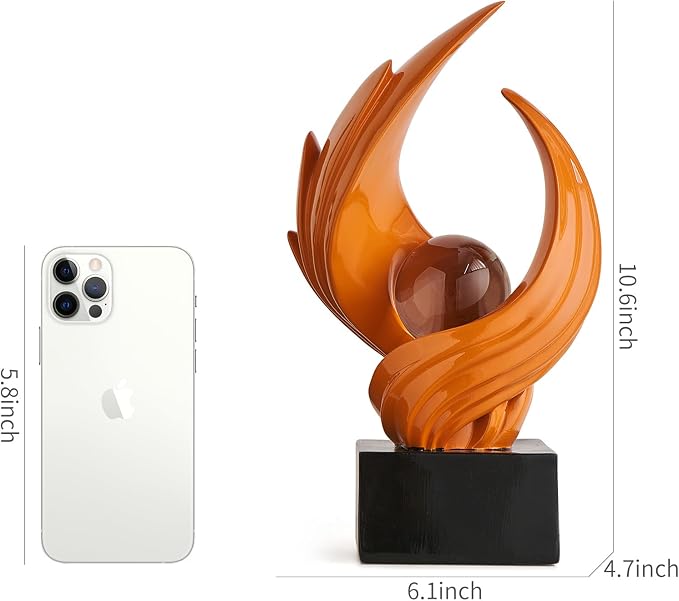 Abstract Art Sculpture, Resin Gold Decorative Statue, Modern White Ornaments for Living Room, Decorativas Modernas for Coffee Table, Entryway & Office Collectibles (Orange)