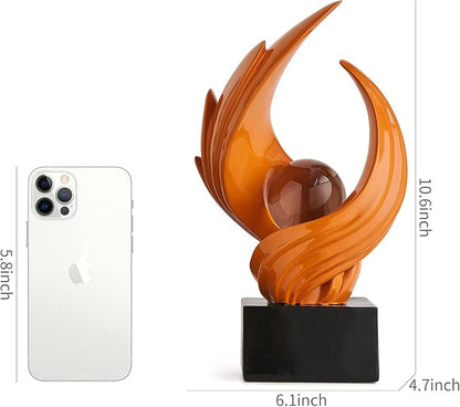Abstract Art Sculpture, Resin Gold Decorative Statue, Modern White Ornaments for Living Room, Decorativas Modernas for Coffee Table, Entryway & Office Collectibles (Orange)