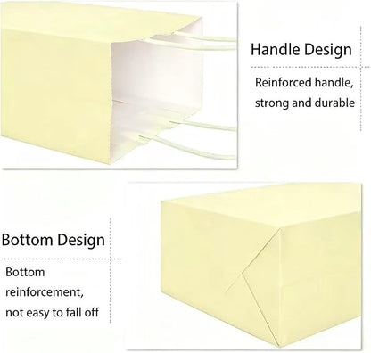 ADIDO EVA 25 Pcs Macaron Yellow Gift Bags Small Paper Bags with Handles for Party Favor (8.2 x 6 x 3.1 in)