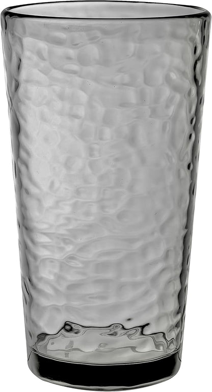 KLIFA- NICE- 20 ounce, Set of 6, Acrylic Highball Drinking Glasses, BPA-Free, Stackable Plastic Drinkware, Dishwasher Safe Cups, Gray